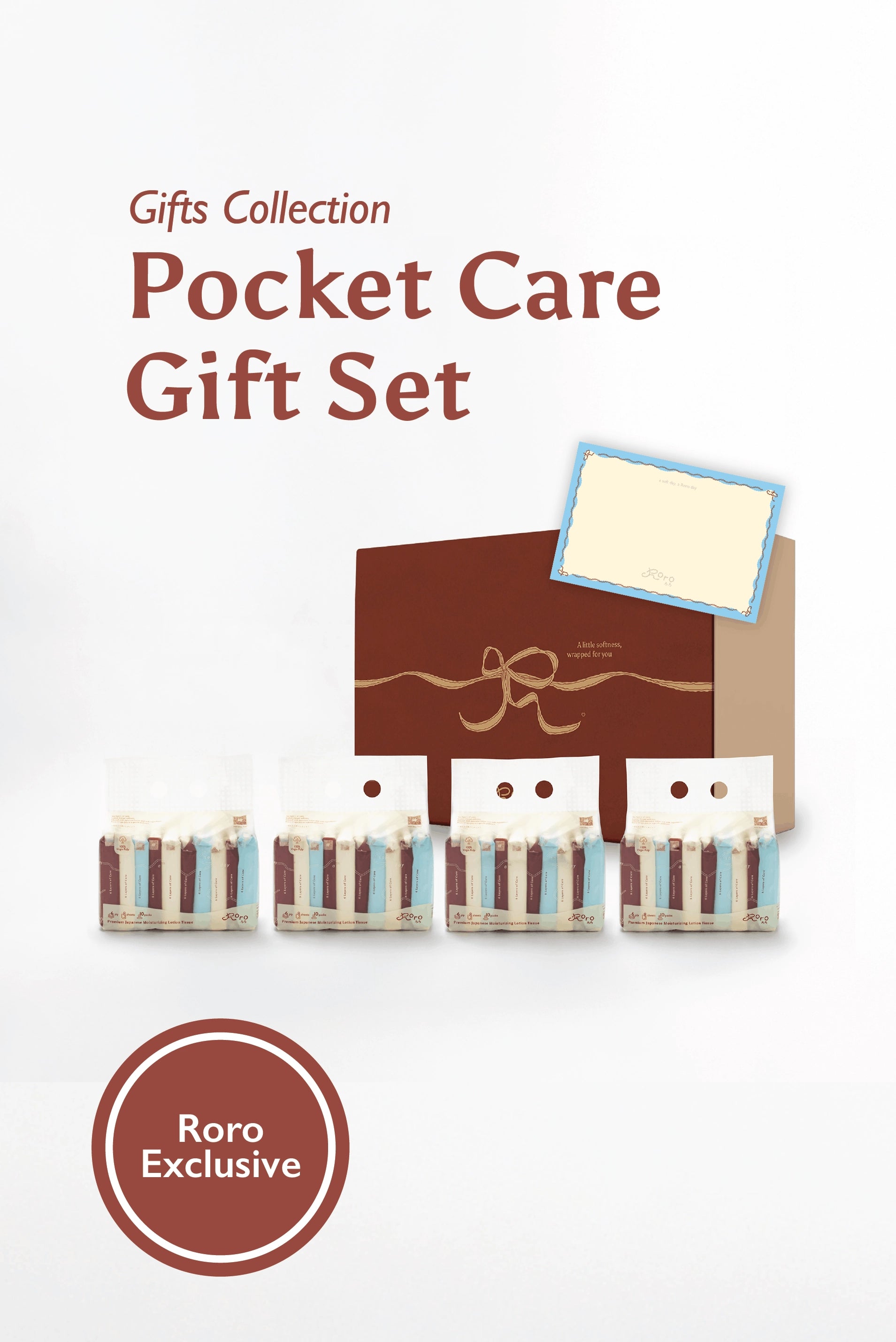 Roro Pocket Care Gift Set | 4 Bags 6-Ply Japanese Lotion Pocket Tissue