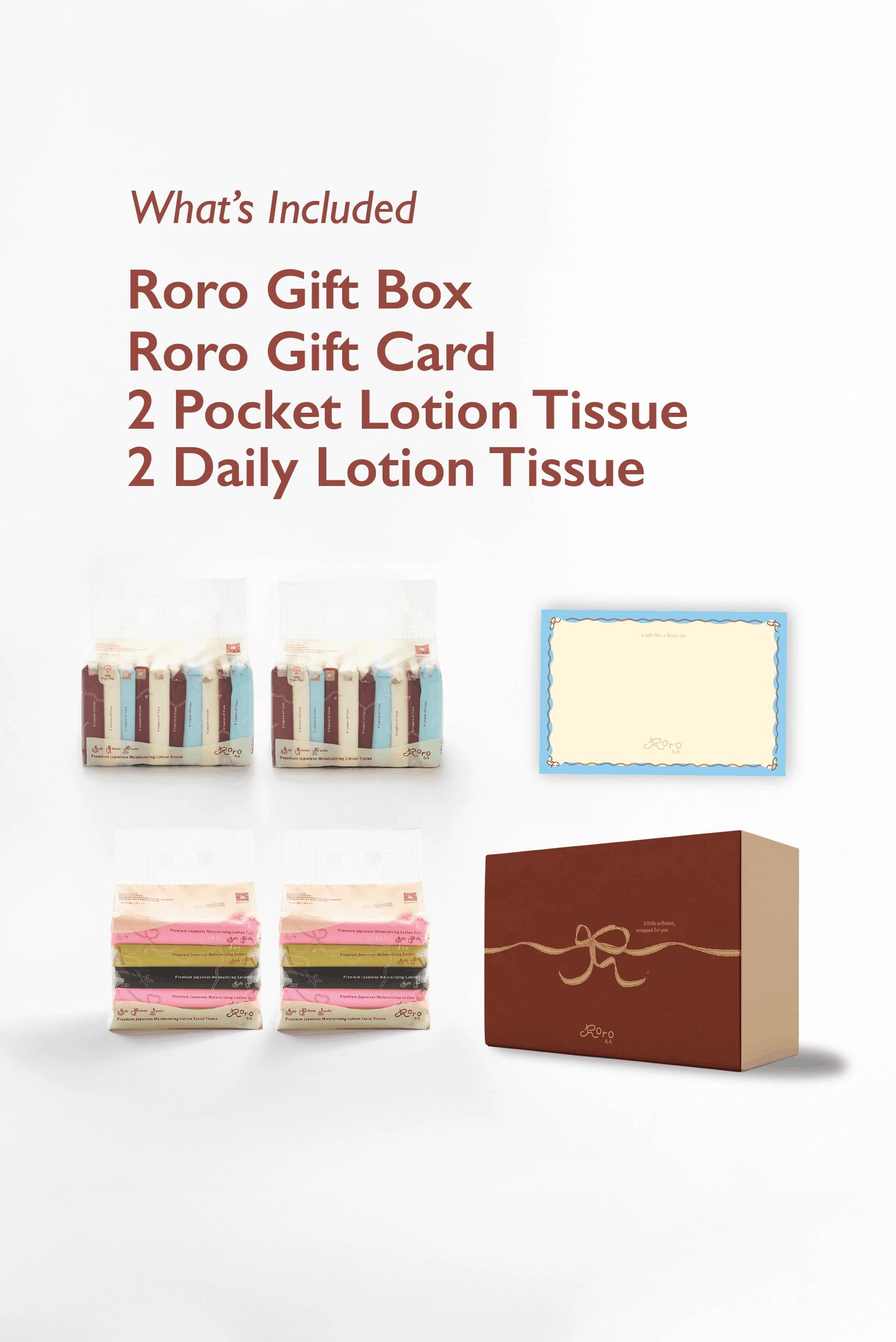 Roro Everyday Care Gift Set | 2 Pocket + 2 Daily Japanese Lotion Tissue