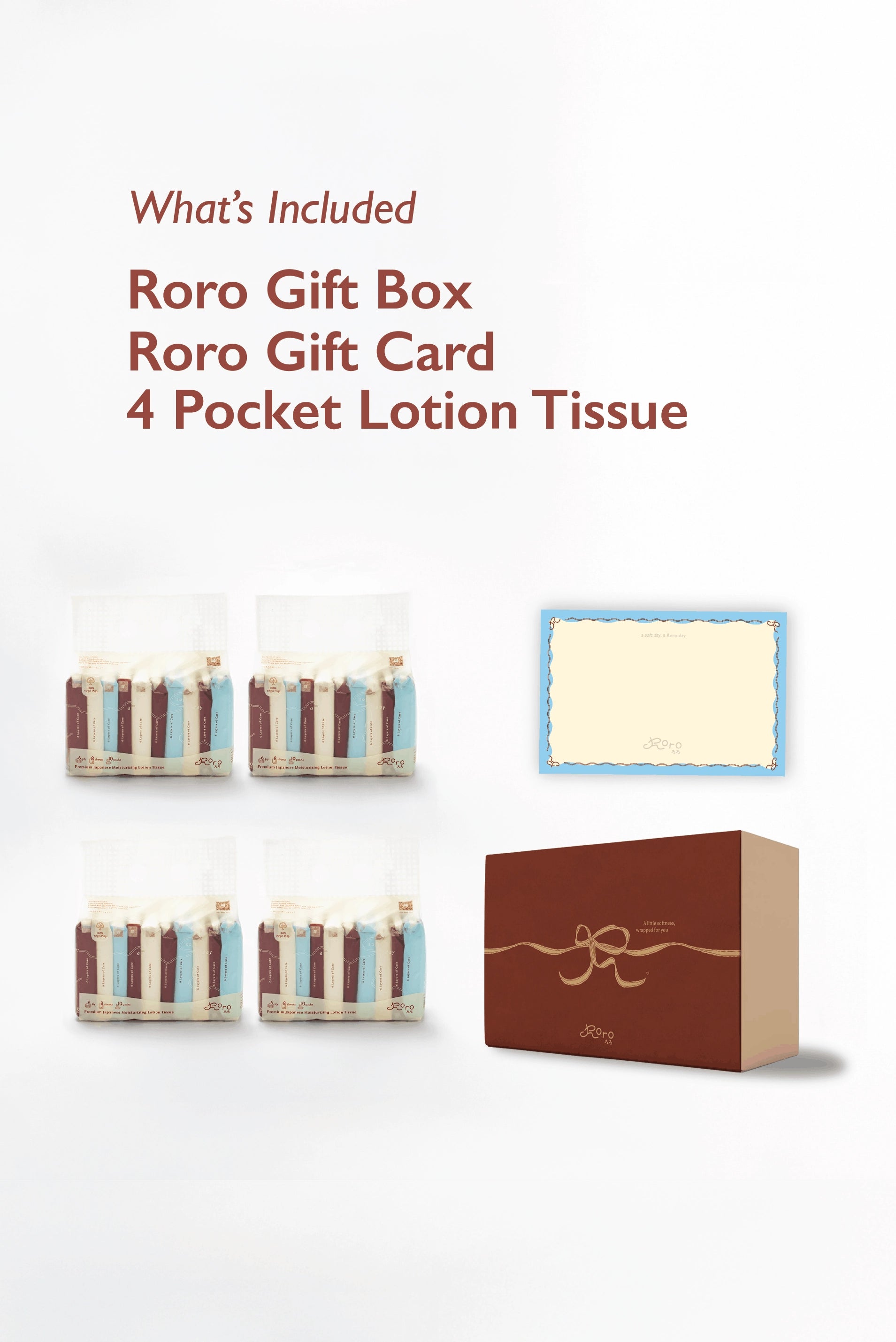 Roro Pocket Care Gift Set | 4 Bags 6-Ply Japanese Lotion Pocket Tissue