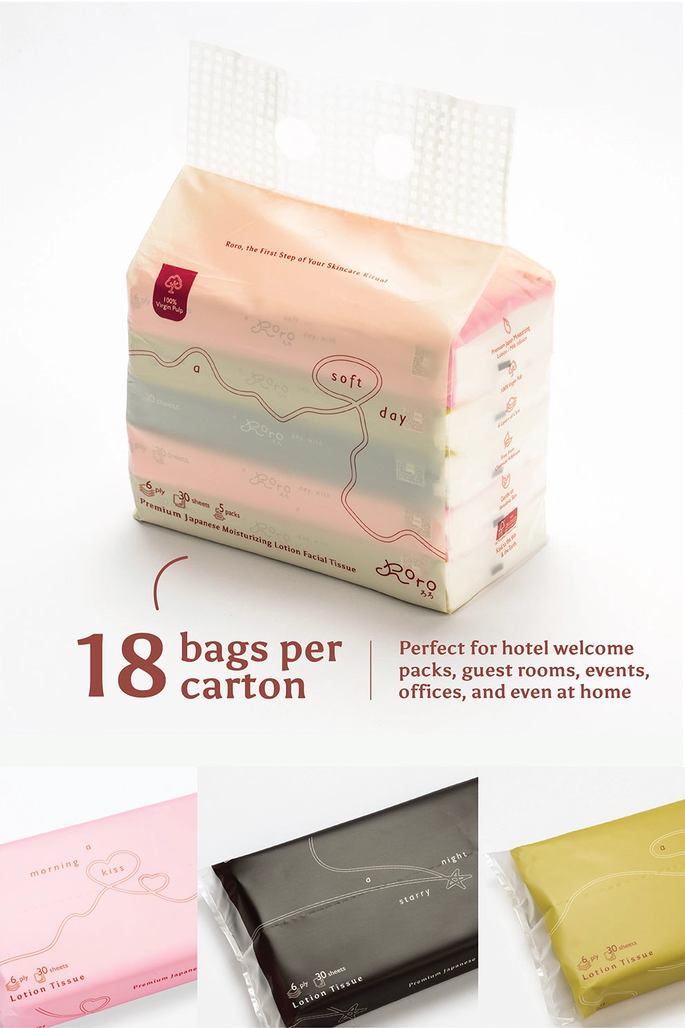 Roro Daily Carton | 90 Packs 6-Ply Japanese Lotion Tissue