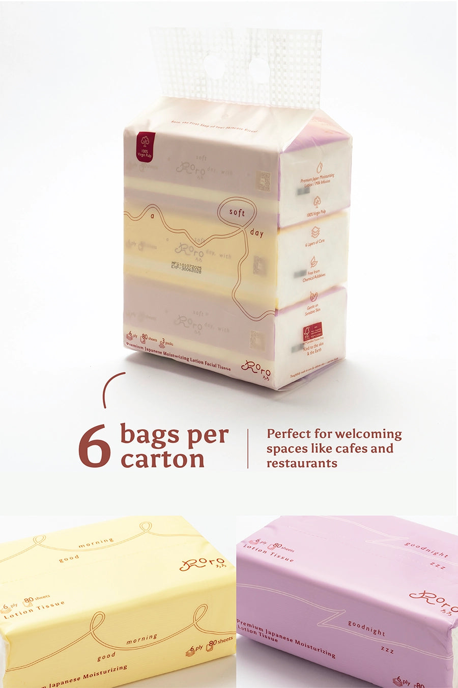 Roro Comfort Carton | 18 Packs 6-Ply Japanese Lotion Tissue