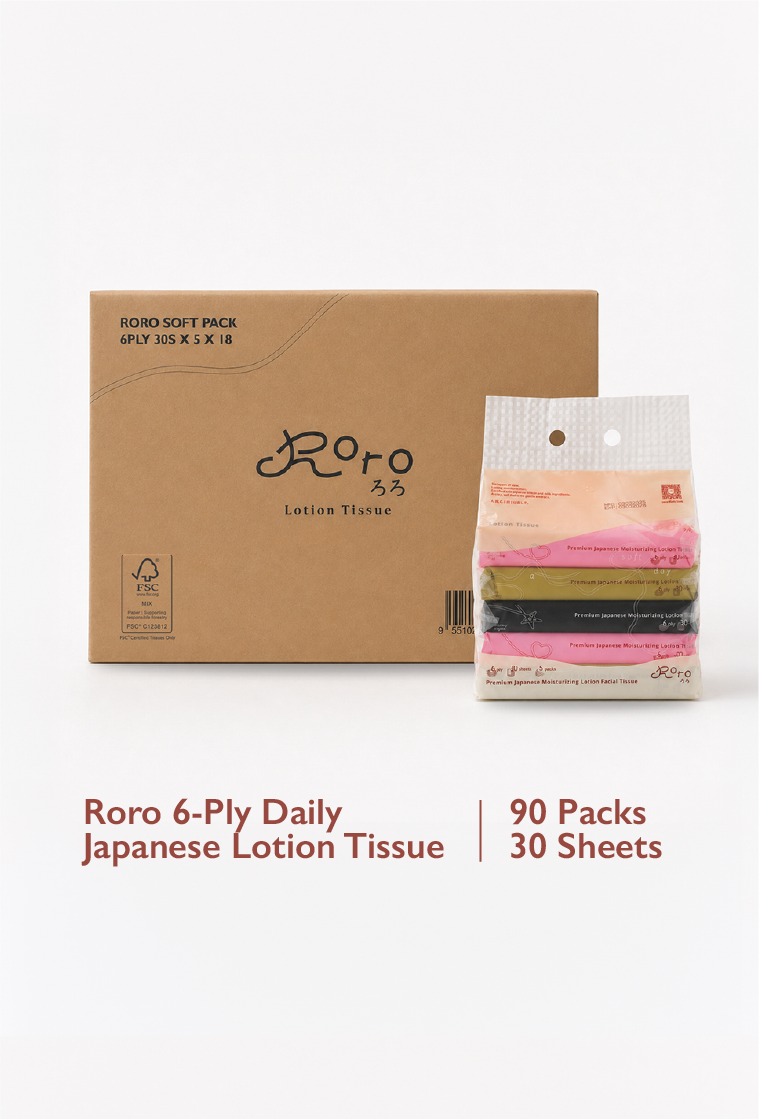 Roro Daily Carton | 90 Packs 6-Ply Japanese Lotion Tissue