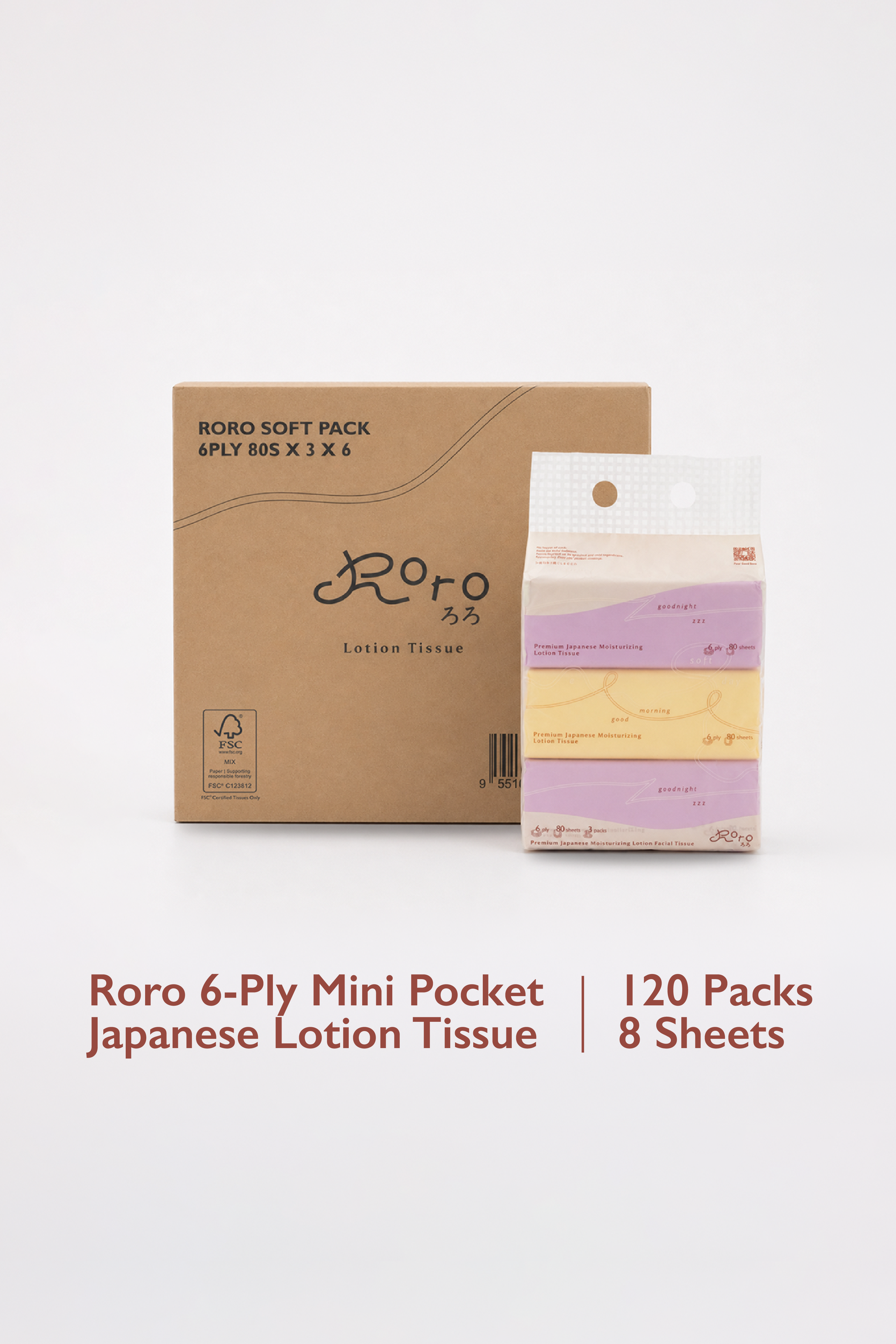 Roro Comfort Carton | 18 Packs 6-Ply Japanese Lotion Tissue