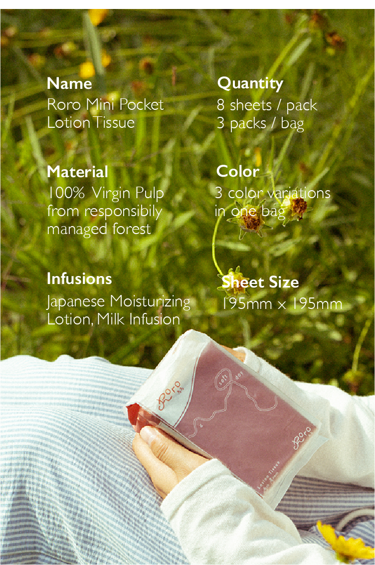 Roro 6-Ply Mini Pocket Japanese Lotion Tissue | Trial Size 3 Packs