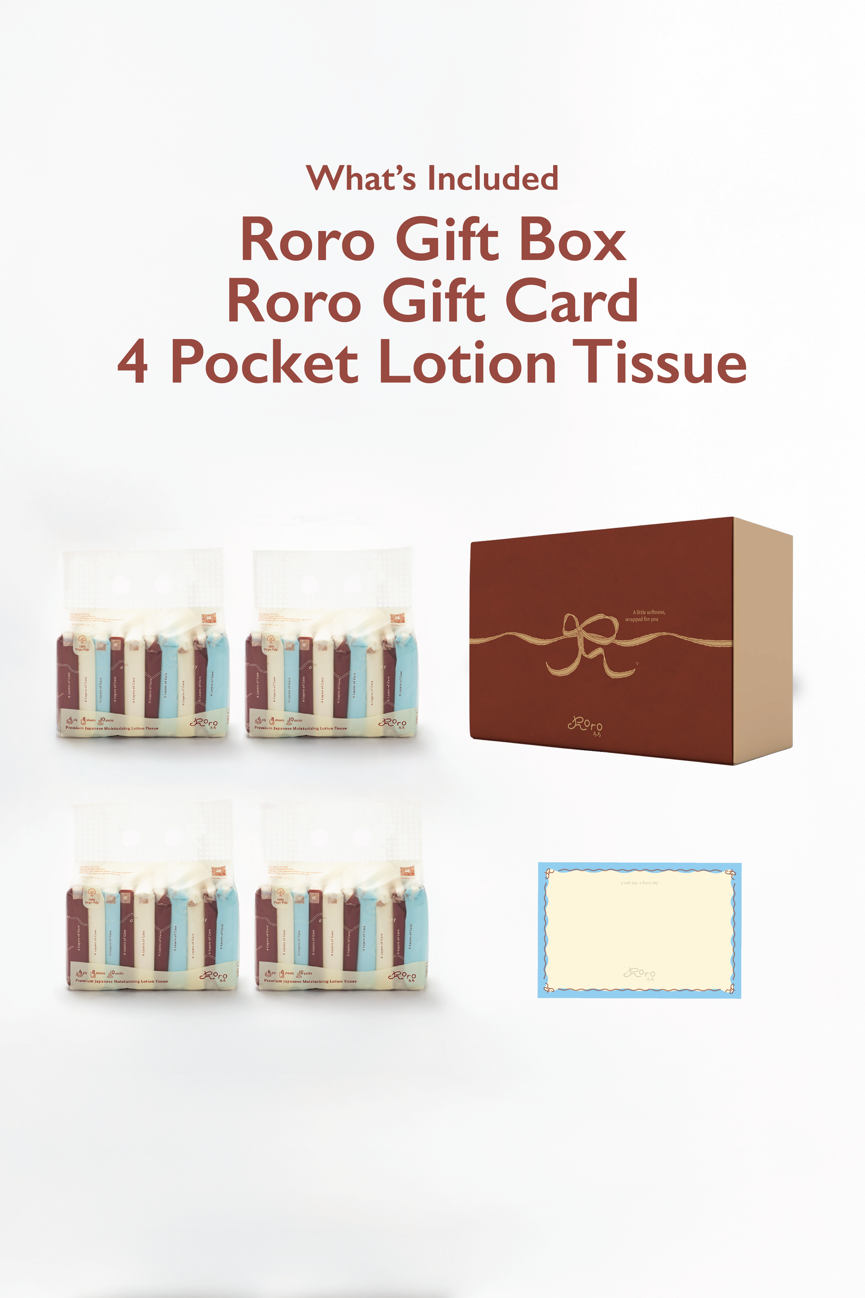 Roro Pocket Care Gift Set | 4 Bags 6-Ply Japanese Lotion Pocket Tissue