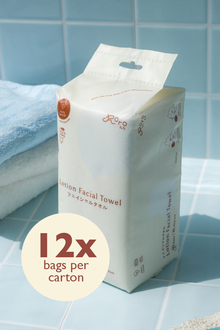 Roro 100% Lyocell Facial Towel Carton Dual-Use 90 Sheets x 12 Packs