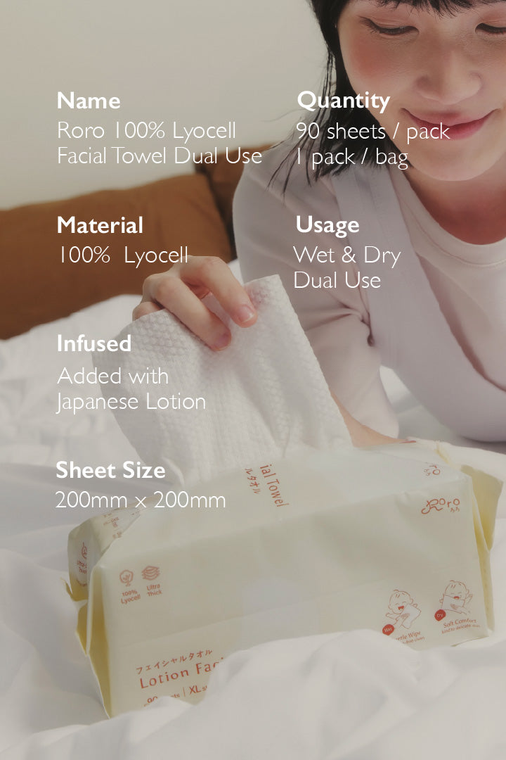 Roro 100% Lyocell Facial Towel Dual-Use