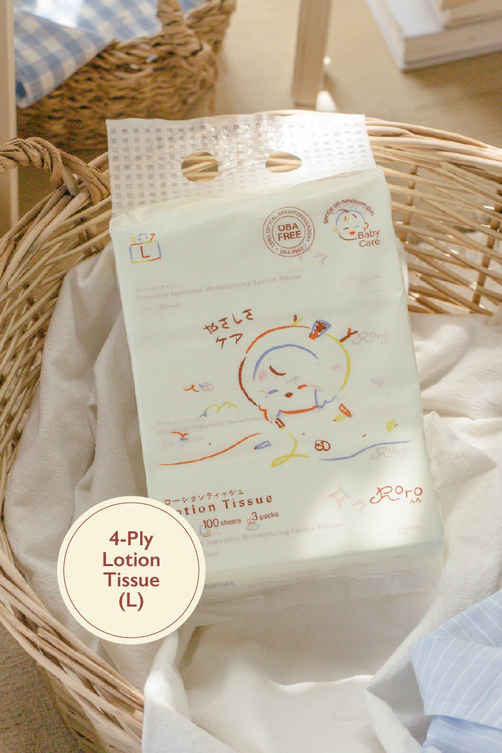 Roro 4-Ply Japanese Lotion Tissue (L) | Achoo Series | 100 Sheets x 3 Packs