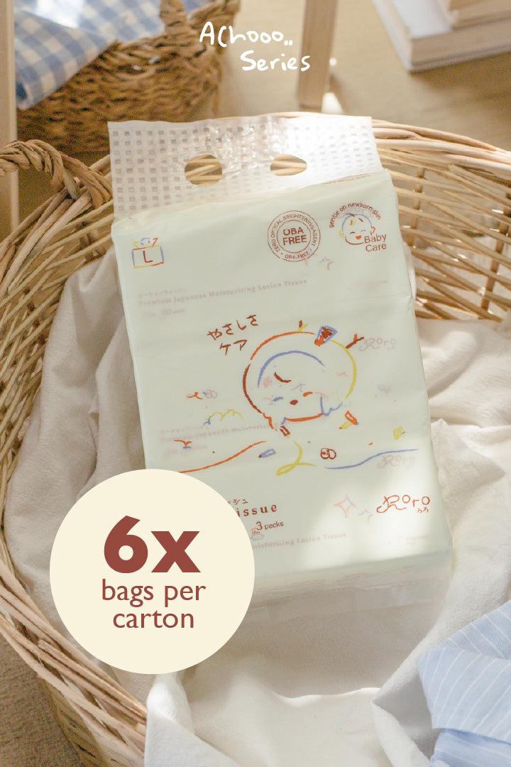 Roro 4-Ply Lotion Tissue (L) | Achoo Series Carton 18 Packs x 100 Sheets
