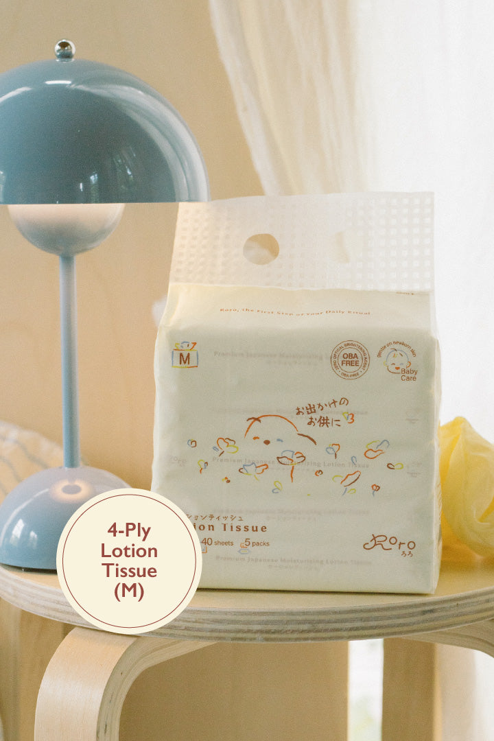 Roro 4-Ply Japanese Lotion Tissue (M) | Achoo Series | 40 Sheets x 5 Packs