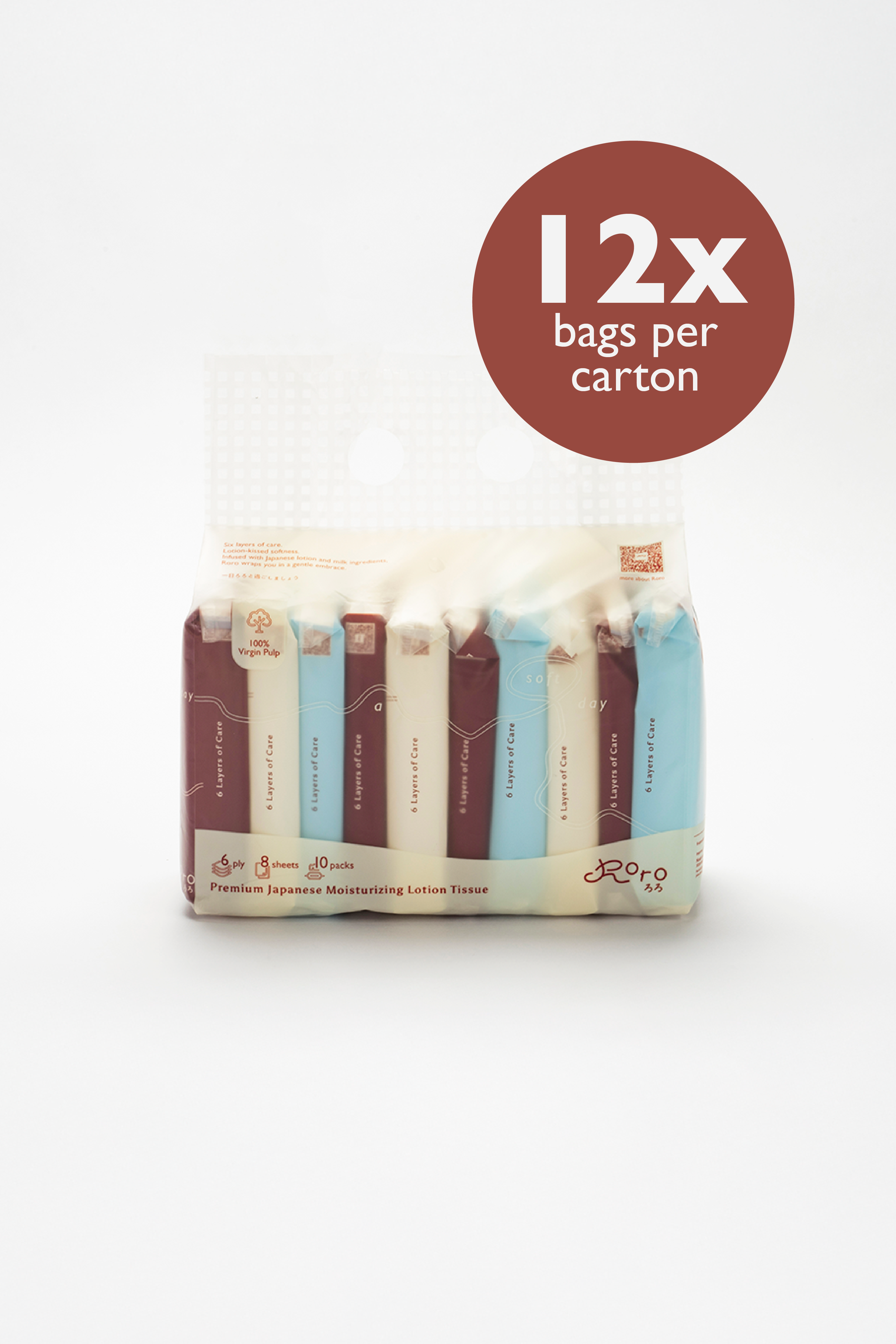 Roro Pocket Carton | 120 Packs 6-Ply Japanese Lotion Tissue