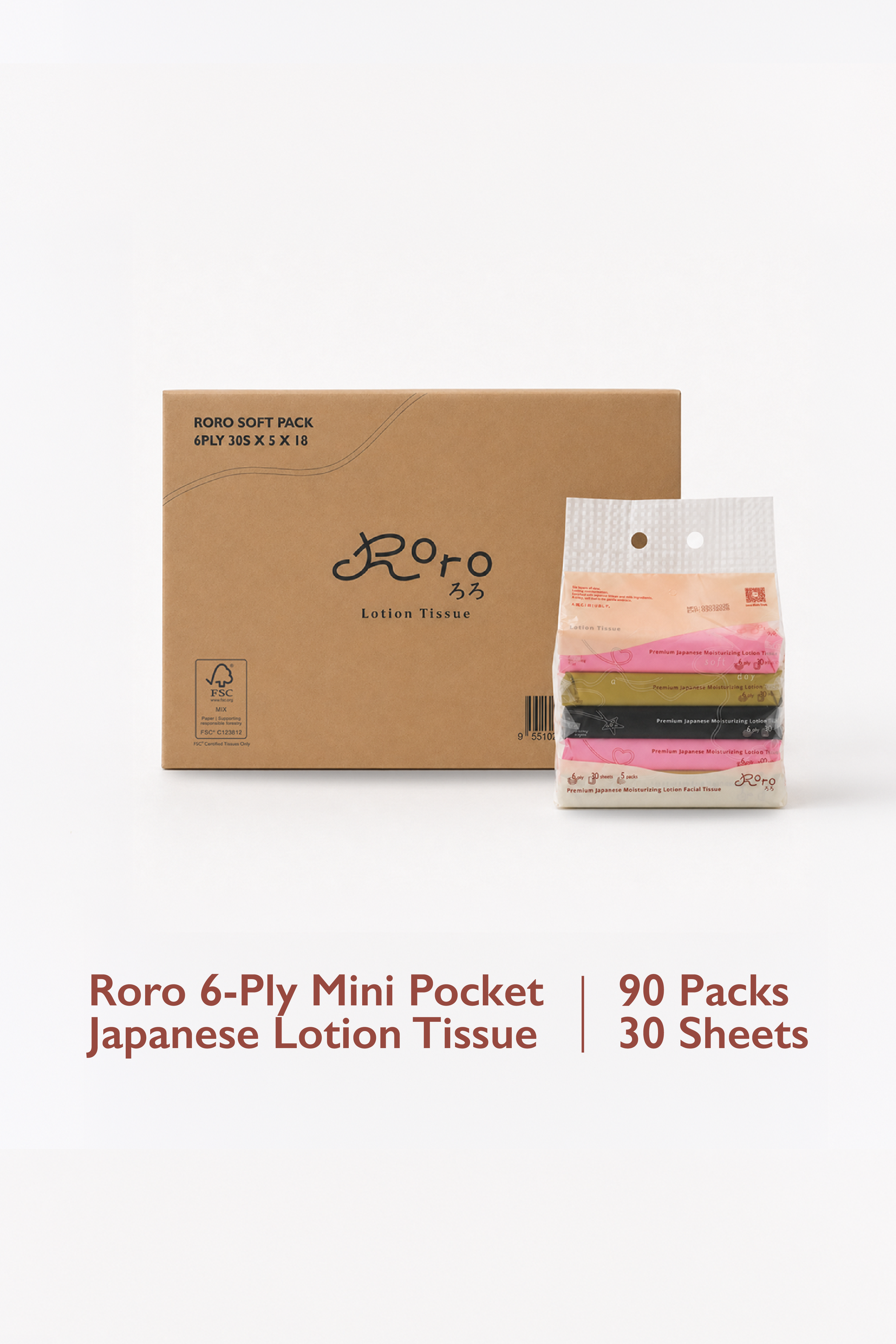 Roro Daily Carton | 90 Packs 6-Ply Japanese Lotion Tissue