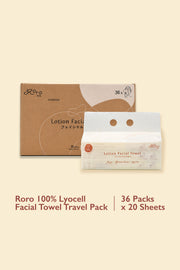 Roro 100% Lyocell Facial Towel Carton Travel Size 20 Sheets x 36 Packs