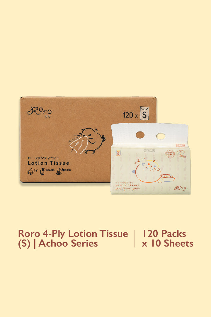 Roro 4-Ply Lotion Tissue (S) | Achoo Series Carton 120 Packs x 10 Sheets