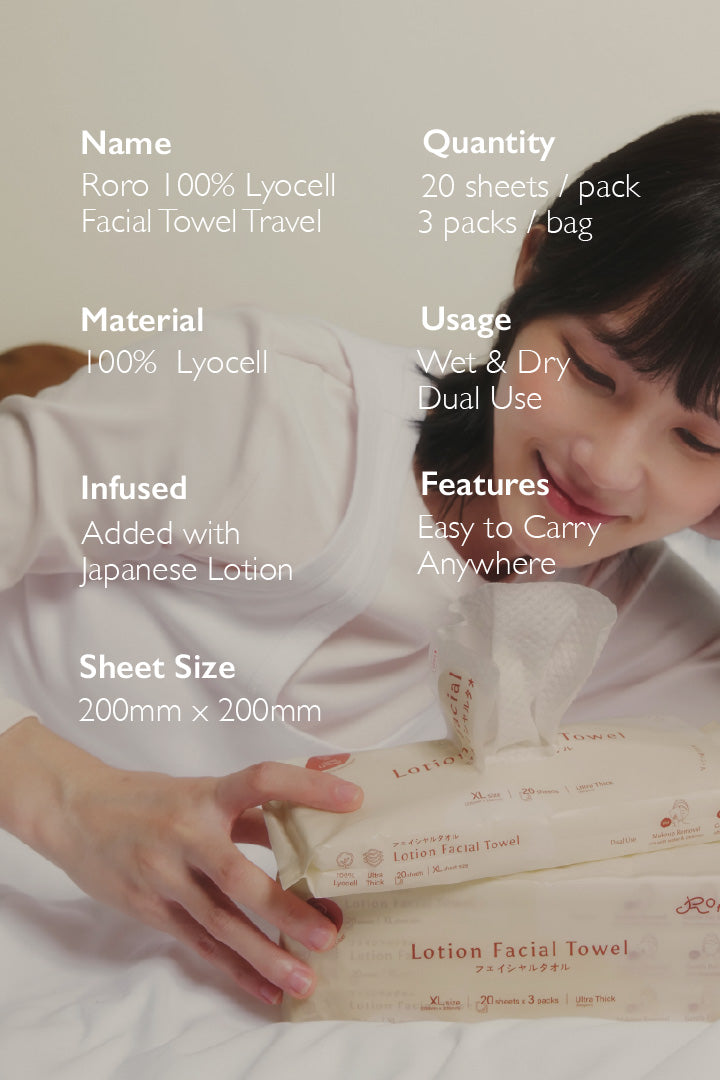 Roro 100% Lyocell Facial Towel Travel Pack