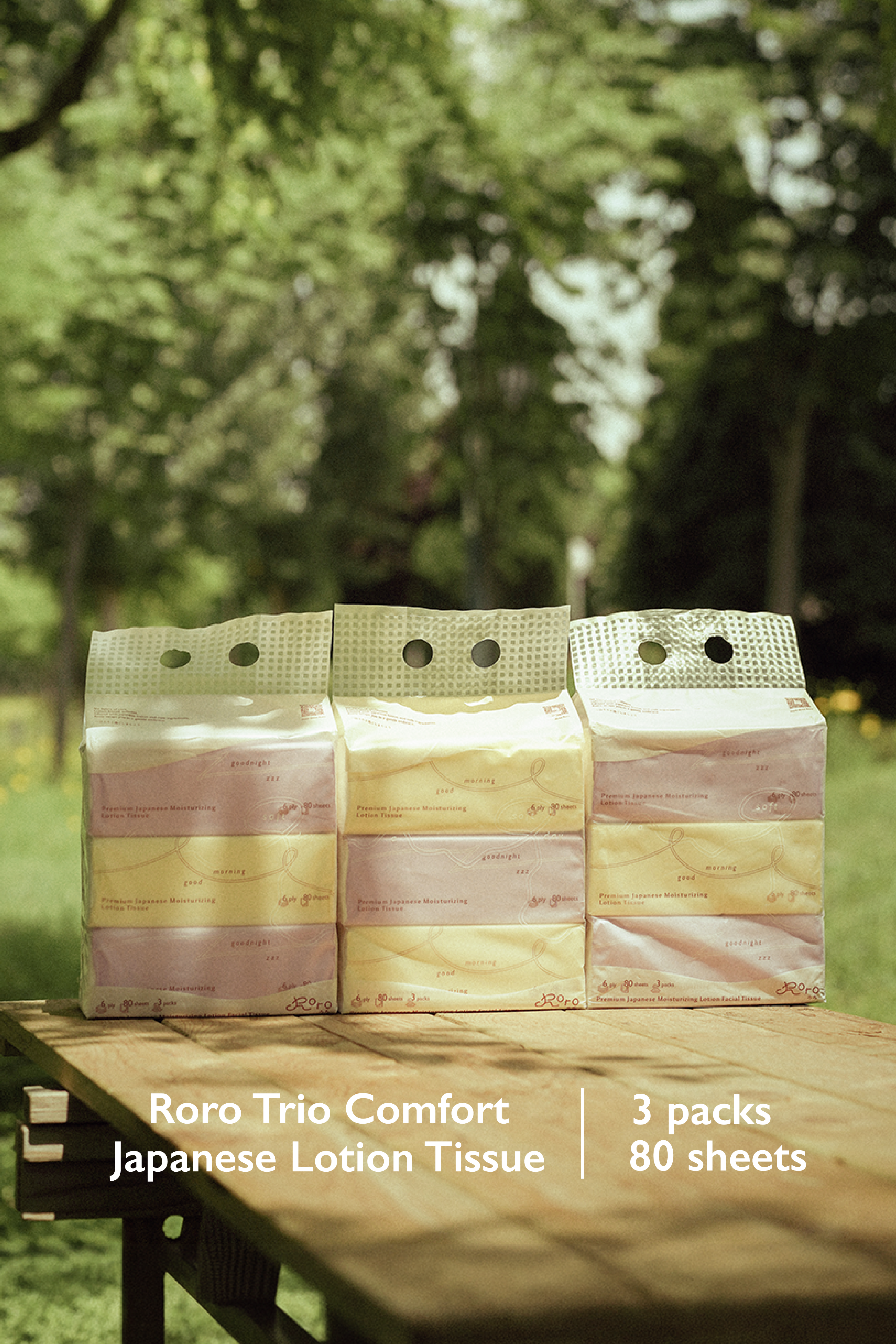 Roro Trio Comfort Bundle | 3 Comfort Bags 6-Ply Japanese Lotion Tissue