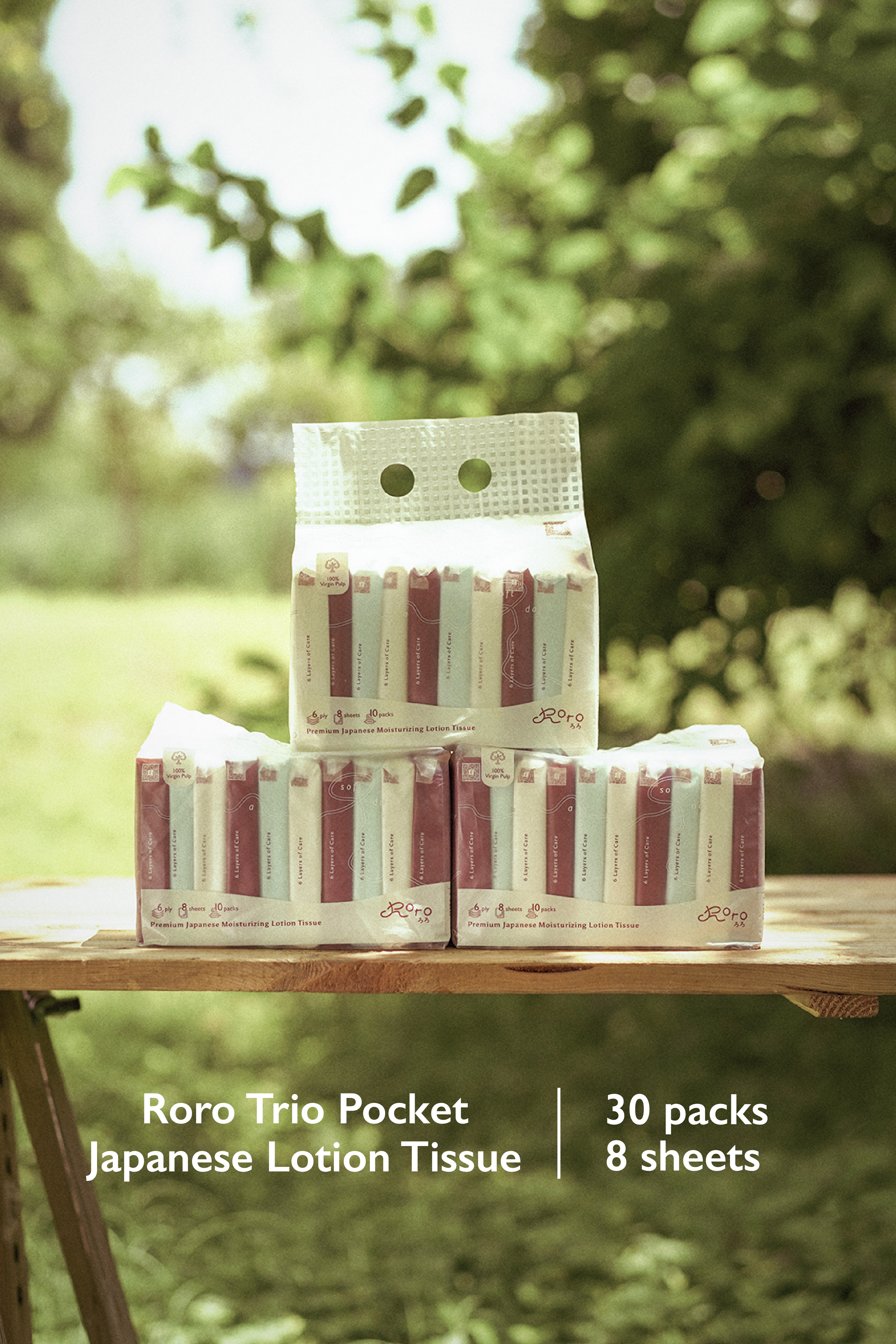Roro Trio Pocket Bundle | 3 Pocket Bags 6-Ply Japanese Lotion Tissue