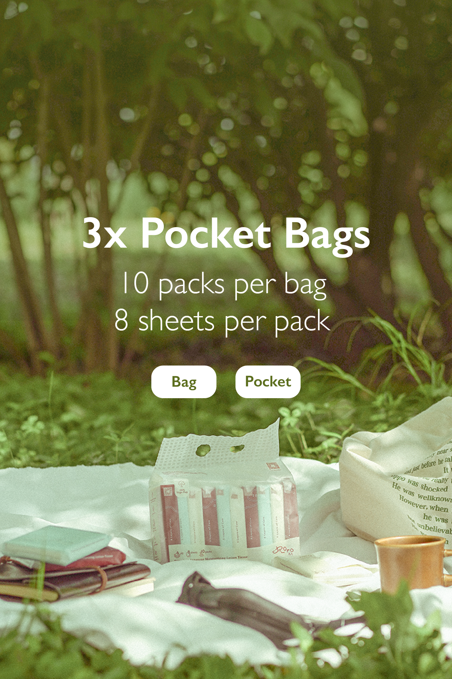 Roro Trio Pocket Bundle | 3 Pocket Bags 6-Ply Japanese Lotion Tissue