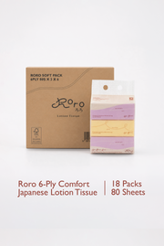 Roro Comfort Carton | 18 Packs 6-Ply Japanese Lotion Tissue