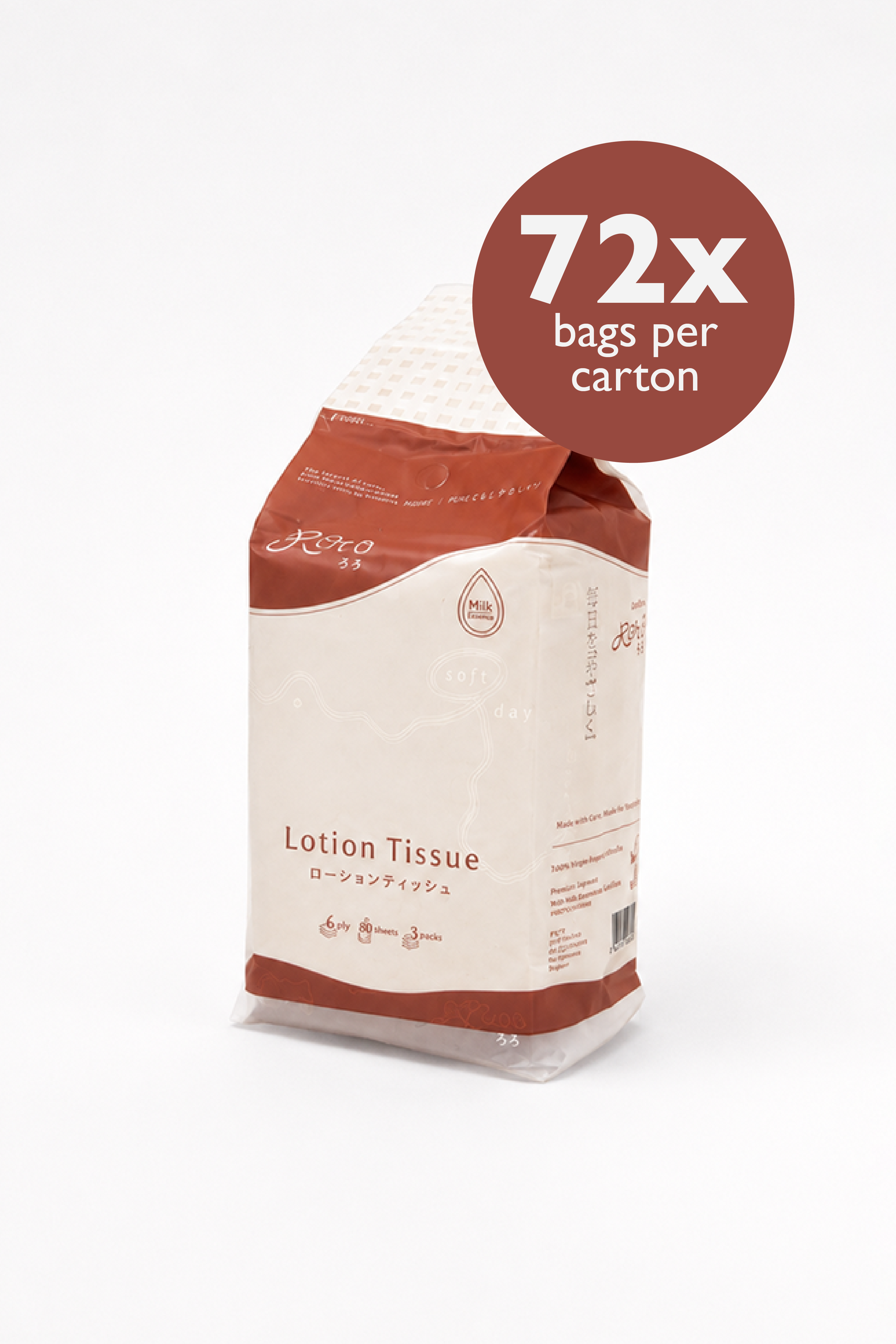 Roro Mini Pocket Carton | 216 Packs 6-Ply Japanese Lotion Tissue
