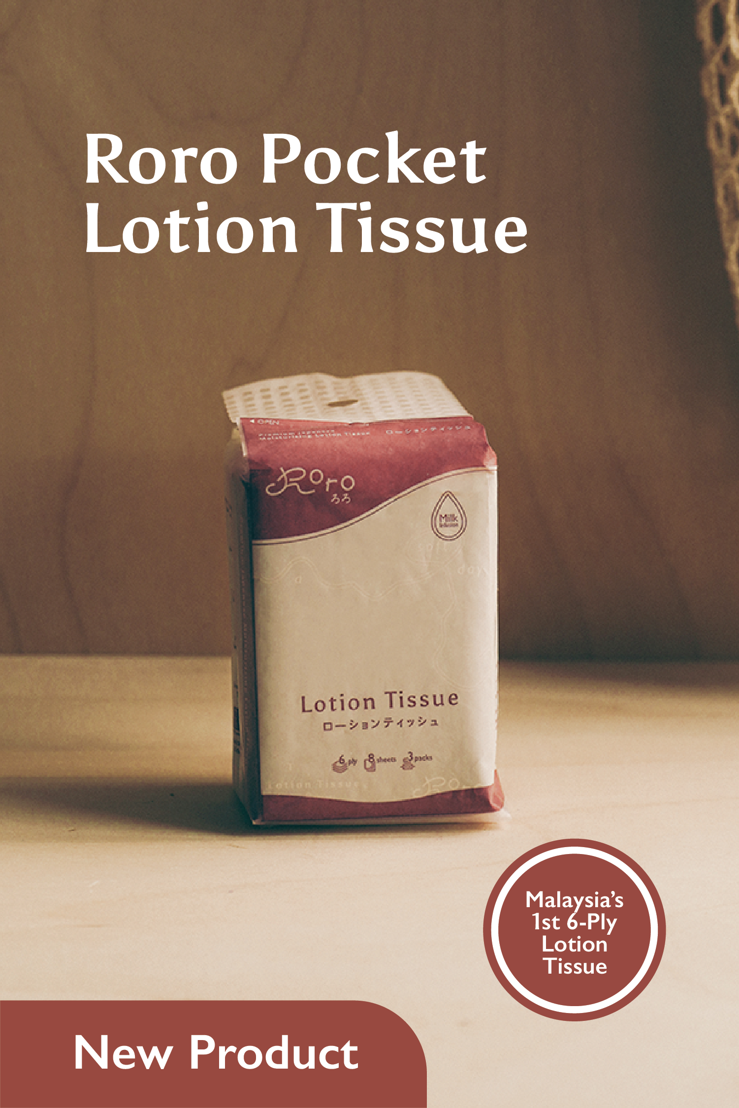 Roro 6-Ply Mini Pocket Japanese Lotion Tissue | Trial Size 3 Packs